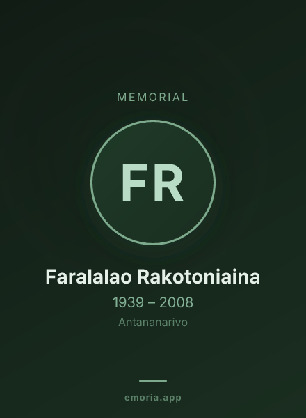 Memorial portrait of Faralalao Rakotoniaina