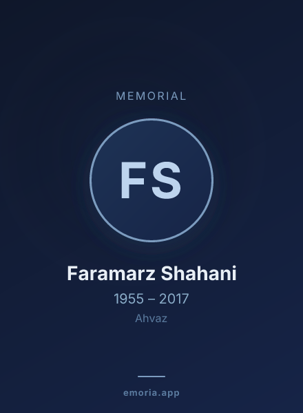 Memorial portrait of Faramarz Shahani
