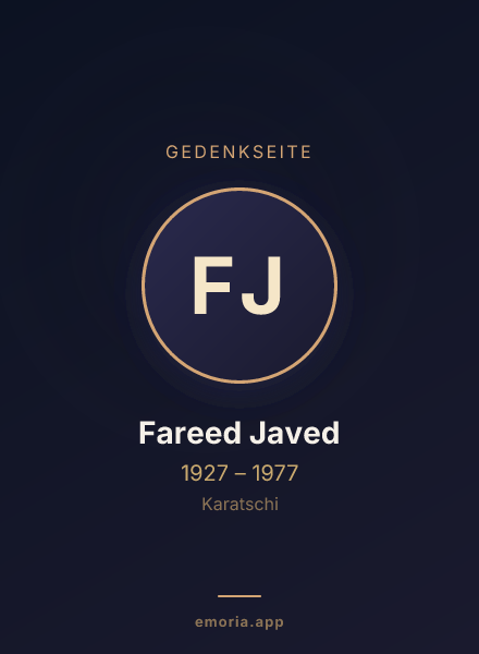 Gedenkportrait von Fareed Javed