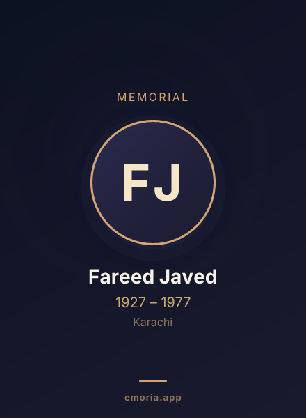 Memorial portrait of Fareed Javed