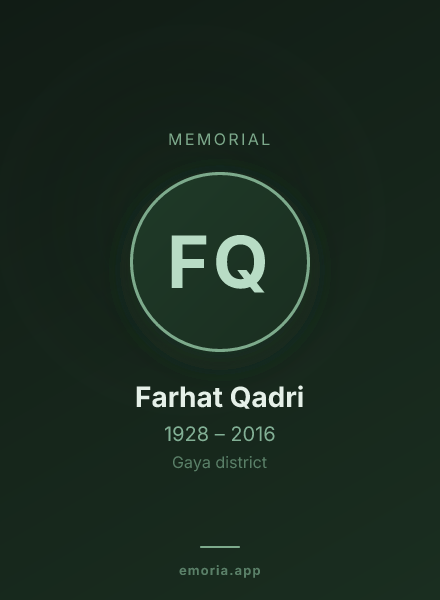 Memorial portrait of Farhat Qadri