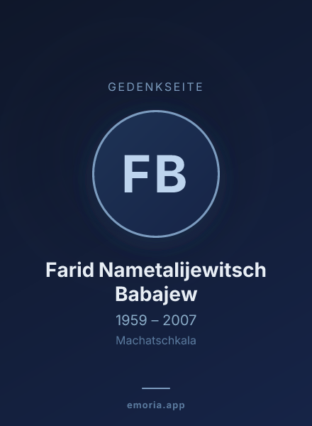Gedenkportrait von Farid Nametalijewitsch Babajew