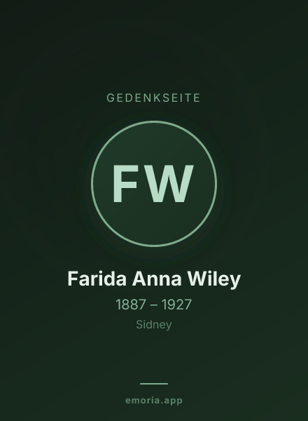 Gedenkportrait von Farida Anna Wiley