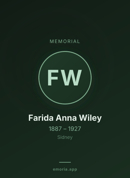 Memorial portrait of Farida Anna Wiley