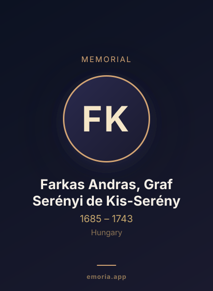 Memorial portrait of Farkas Andras, Graf Serényi de Kis-Serény