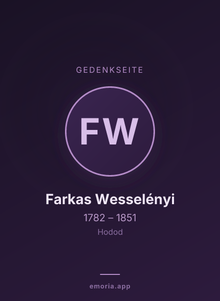 Gedenkportrait von Farkas Wesselényi