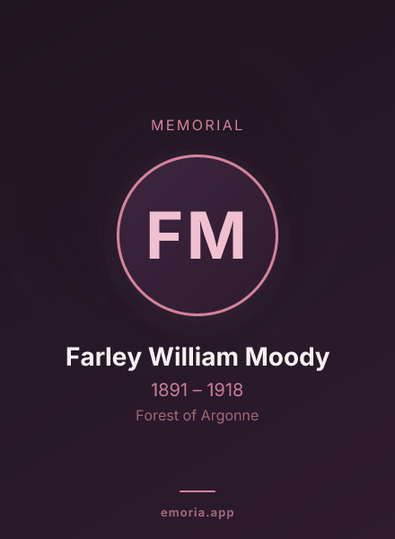 Memorial portrait of Farley William Moody