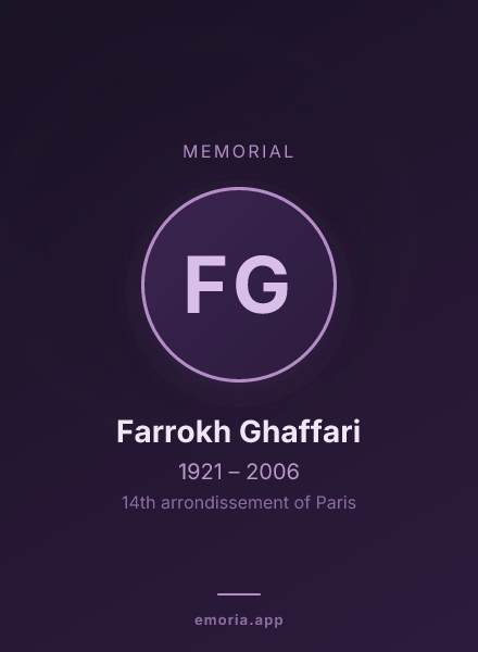 Memorial portrait of Farrokh Ghaffari