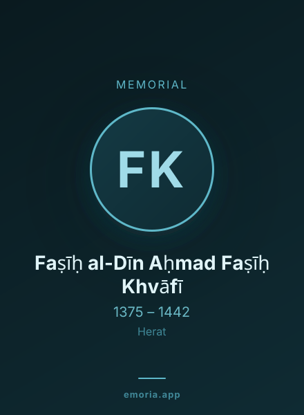 Memorial portrait of Faṣīḥ al-Dīn Aḥmad Faṣīḥ Khvāfī