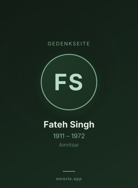 Gedenkportrait von Fateh Singh