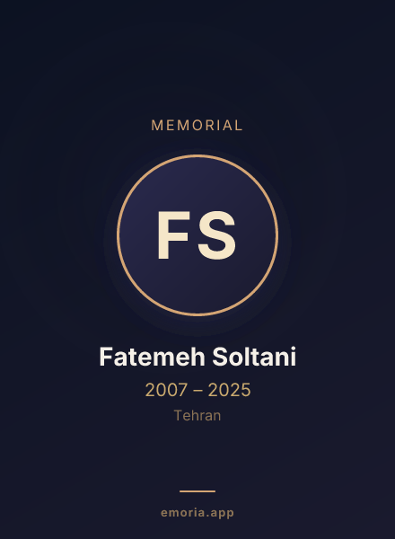 Memorial portrait of Fatemeh Soltani