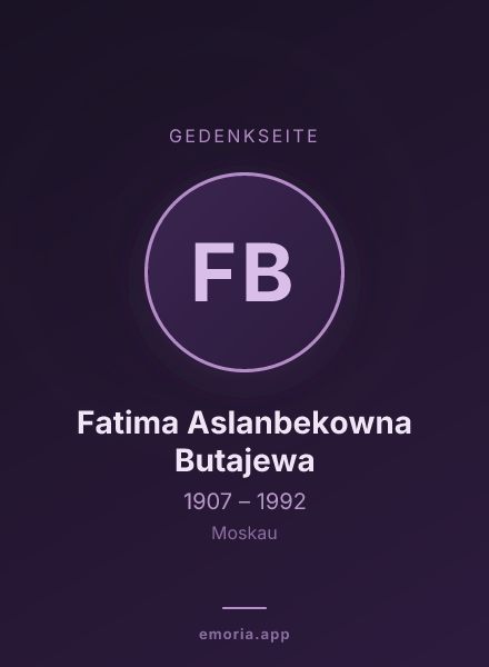 Gedenkportrait von Fatima Aslanbekowna Butajewa