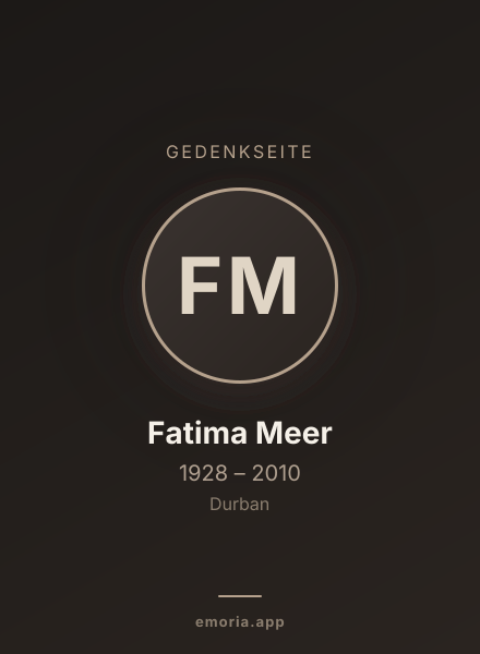 Gedenkportrait von Fatima Meer