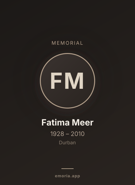 Memorial portrait of Fatima Meer