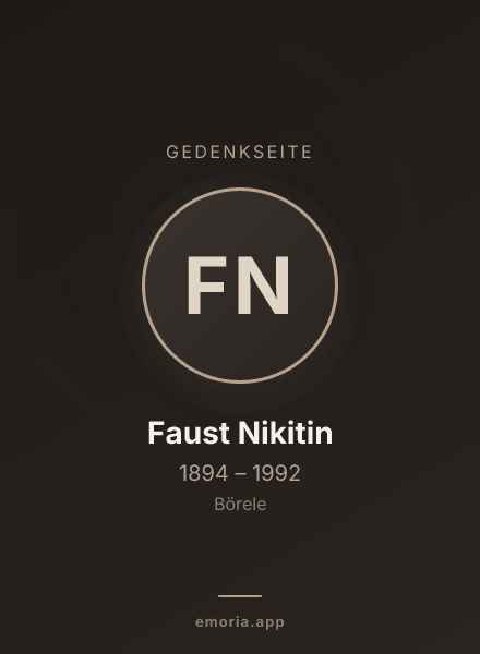 Gedenkportrait von Faust Nikitin