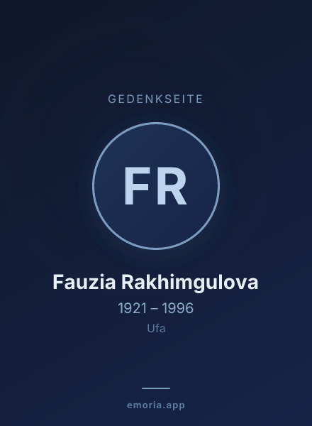 Gedenkportrait von Fauzia Rakhimgulova