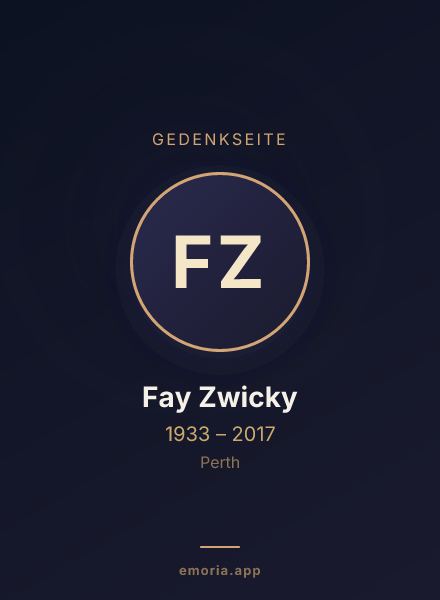 Gedenkportrait von Fay Zwicky