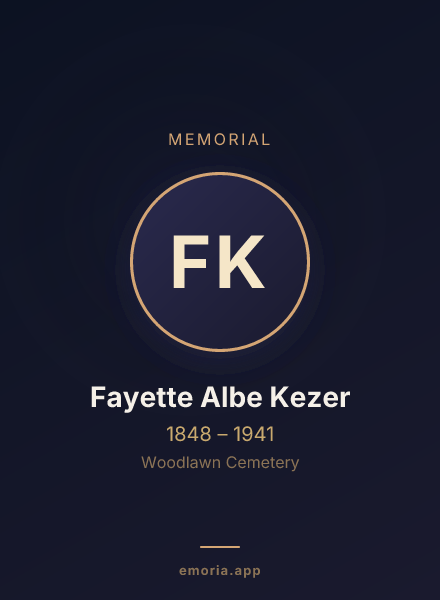 Memorial portrait of Fayette Albe Kezer