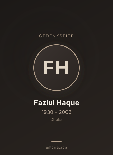 Gedenkportrait von Fazlul Haque