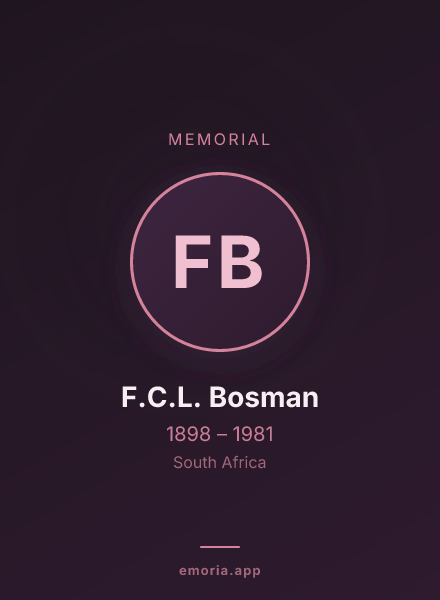 Memorial portrait of F.C.L. Bosman