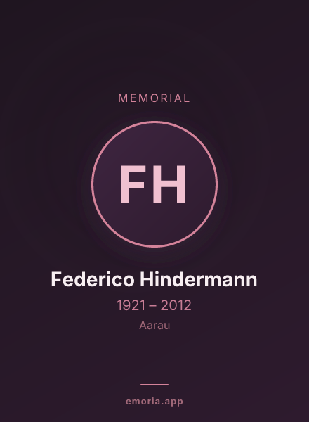 Memorial portrait of Federico Hindermann