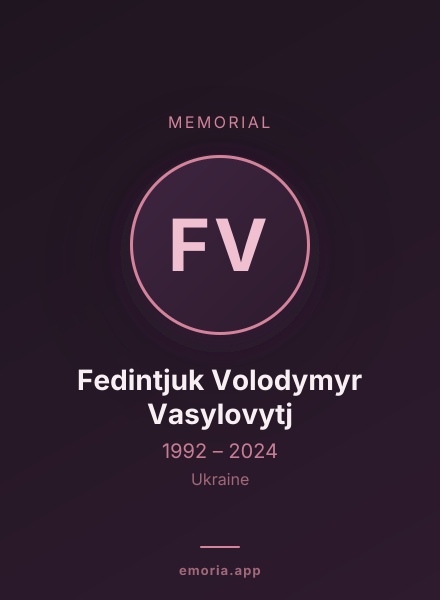 Memorial portrait of Fedintjuk Volodymyr Vasylovytj