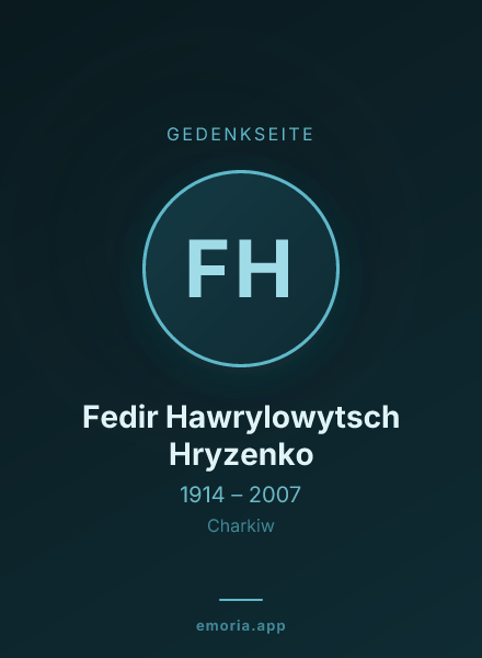 Gedenkportrait von Fedir Hawrylowytsch Hryzenko