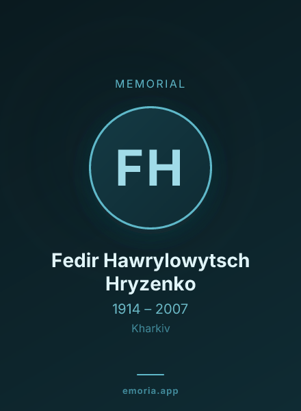 Memorial portrait of Fedir Hawrylowytsch Hryzenko