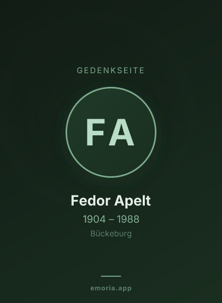 Gedenkportrait von Fedor Apelt