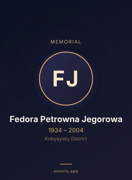 Memorial portrait of Fedora Petrowna Jegorowa