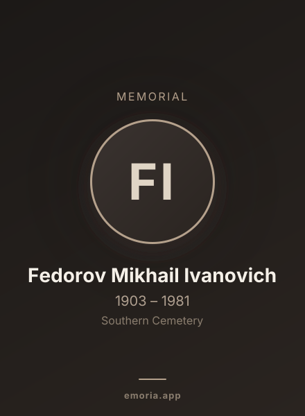 Memorial portrait of Fedorov Mikhail Ivanovich