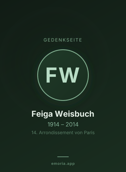 Gedenkportrait von Feiga Weisbuch