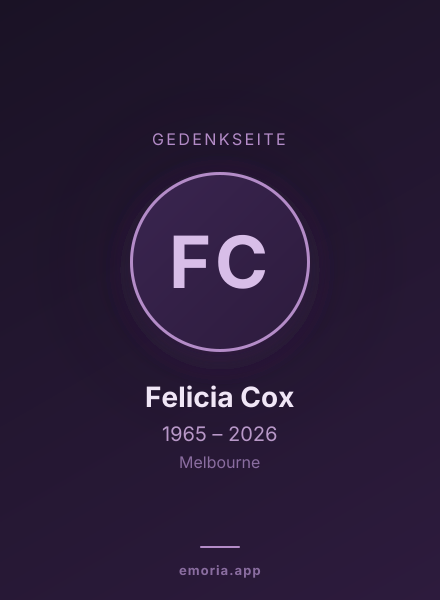 Gedenkportrait von Felicia Cox