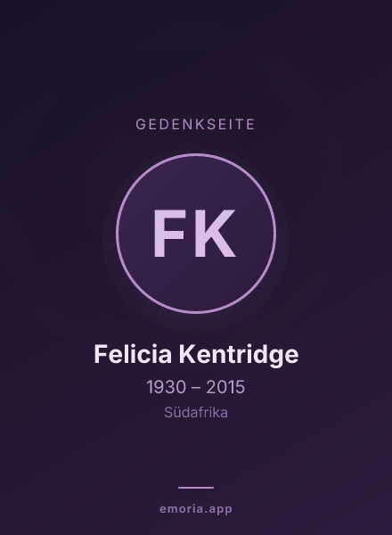Gedenkportrait von Felicia Kentridge