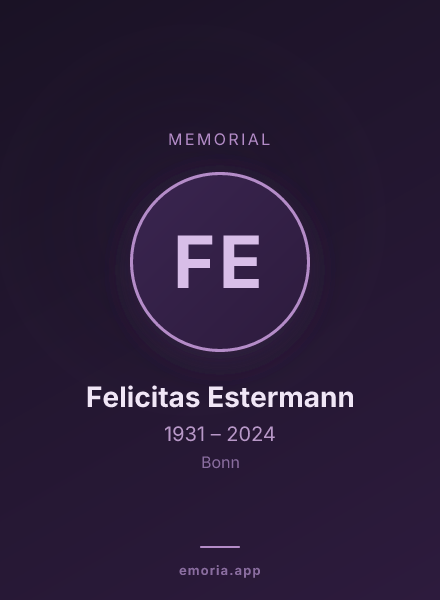 Memorial portrait of Felicitas Estermann