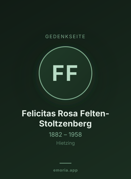 Gedenkportrait von Felicitas Rosa Felten-Stoltzenberg