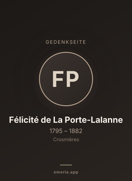 Gedenkportrait von Félicité de La Porte-Lalanne