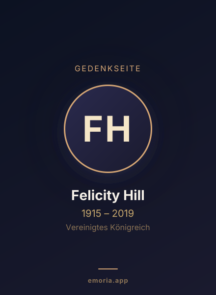 Gedenkportrait von Felicity Hill