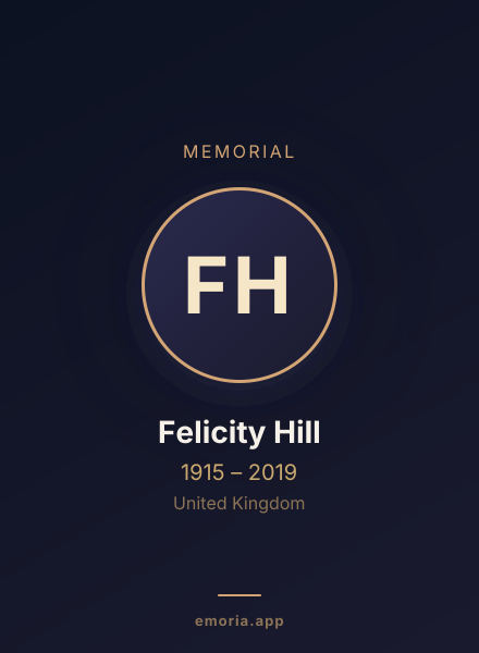 Memorial portrait of Felicity Hill