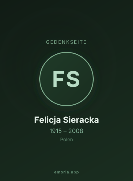 Gedenkportrait von Felicja Sieracka