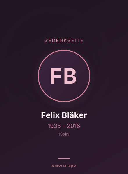 Gedenkportrait von Felix Bläker