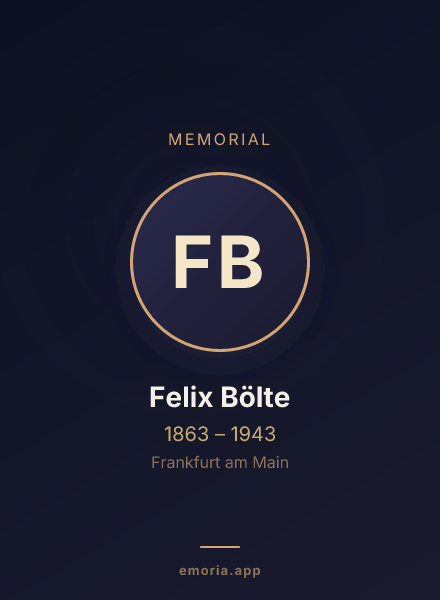 Memorial portrait of Felix Bölte