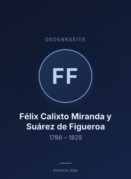 Gedenkportrait von Félix Calixto Miranda y Suárez de Figueroa