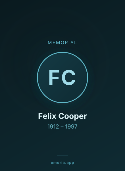 Memorial portrait of Felix Cooper