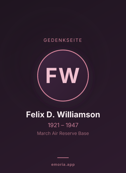 Gedenkportrait von Felix D. Williamson