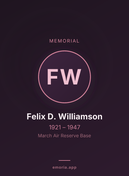 Memorial portrait of Felix D. Williamson