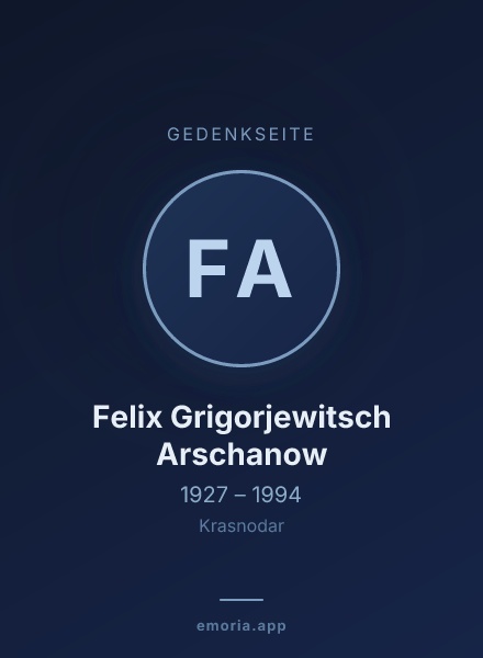 Gedenkportrait von Felix Grigorjewitsch Arschanow