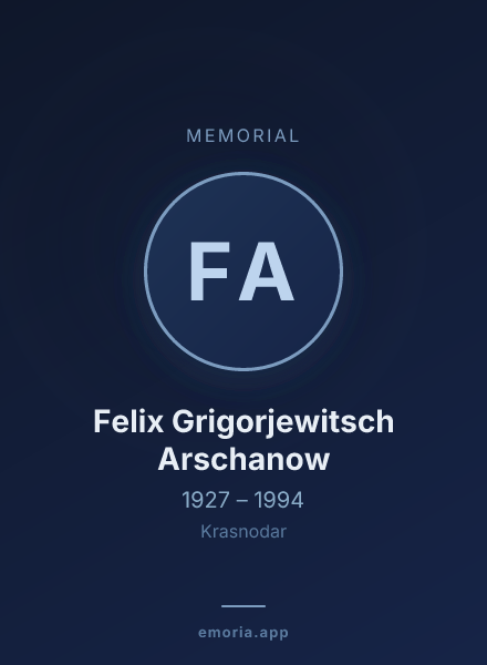 Memorial portrait of Felix Grigorjewitsch Arschanow