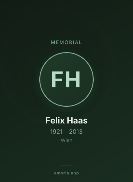 Memorial portrait of Felix Haas