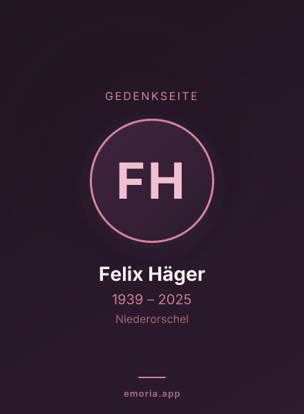 Gedenkportrait von Felix Häger